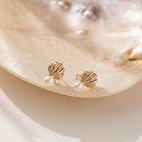 STMG Natural Pearl on Shell Stud Earrings