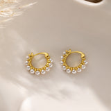 STMG Minimalist Pearl Hoops in gold