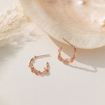 STMG Olive Leaf Adjustable Stud Earrings in rose gold