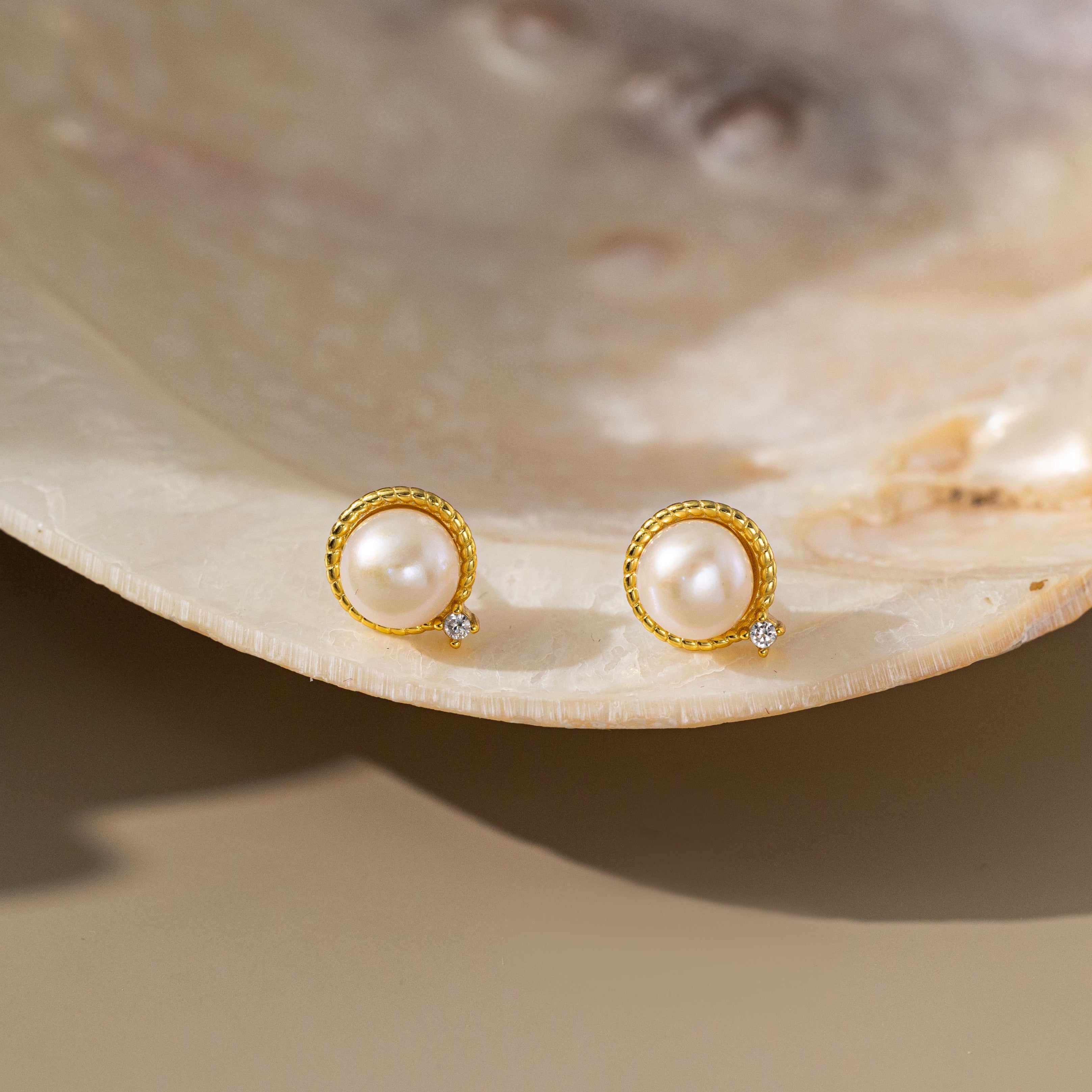 STMG Natural Pearl Stud Earrings 