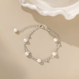 Duo Layer Natural Pearl Bracelet in silver