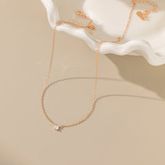 STMG Minimalist CZ Diamond Necklace in rose gold