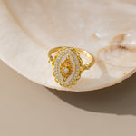 STMG Mother of Pearl Vintage Adjustable Ring in gold