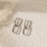 STMG Rectangular Dangle Hoops in silver