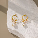 STMG Natural Pearl Wreath Dangle Earrings 