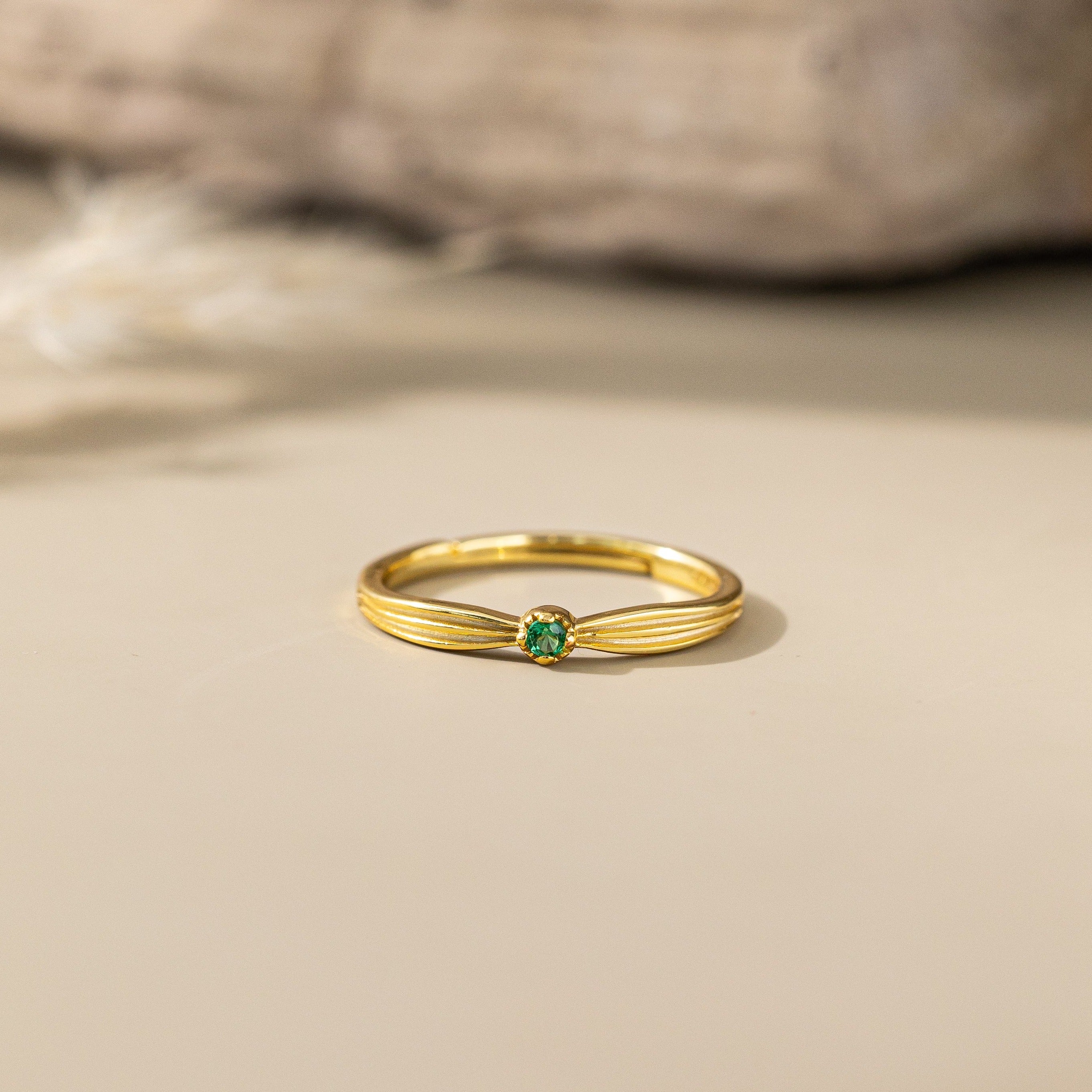 STMG Green Emerald Adjustable Ring 