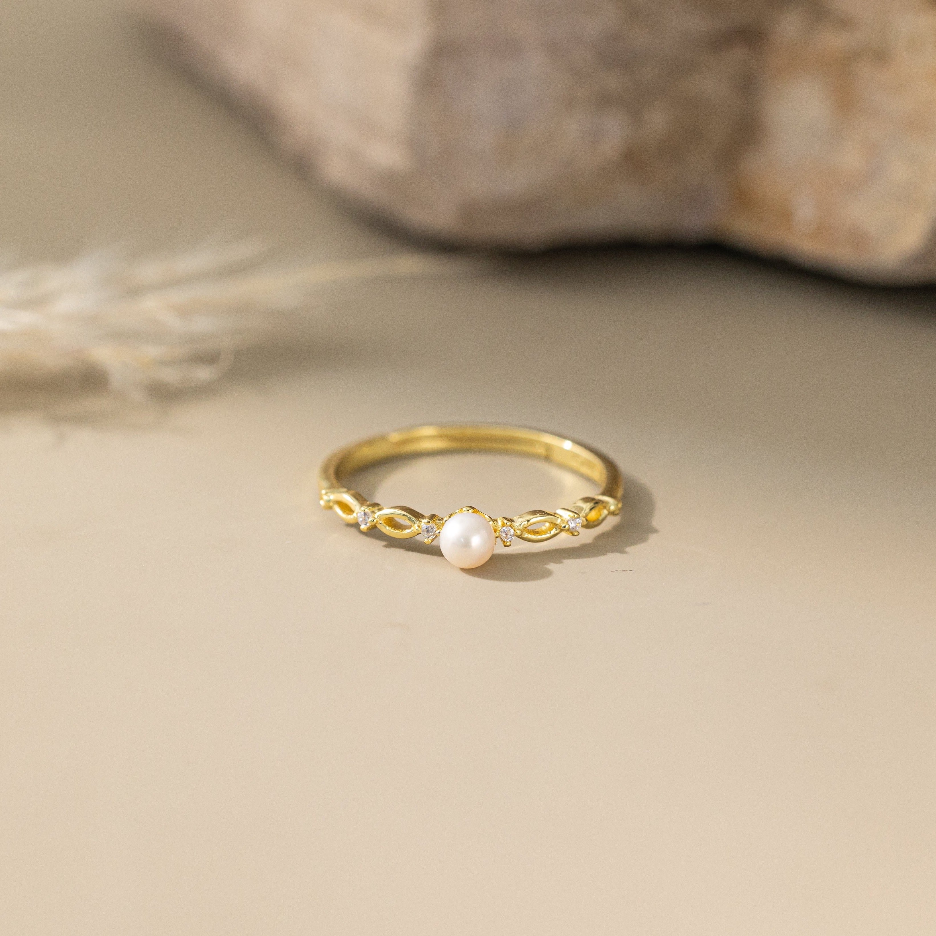 STMG Natural Tiny Pearl Adjustable Ring