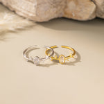 STMG Tiny CZ Leaf Adjustable Ring in 2 colours