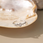 STMG Tiny CZ Leaf Adjustable Ring in silver