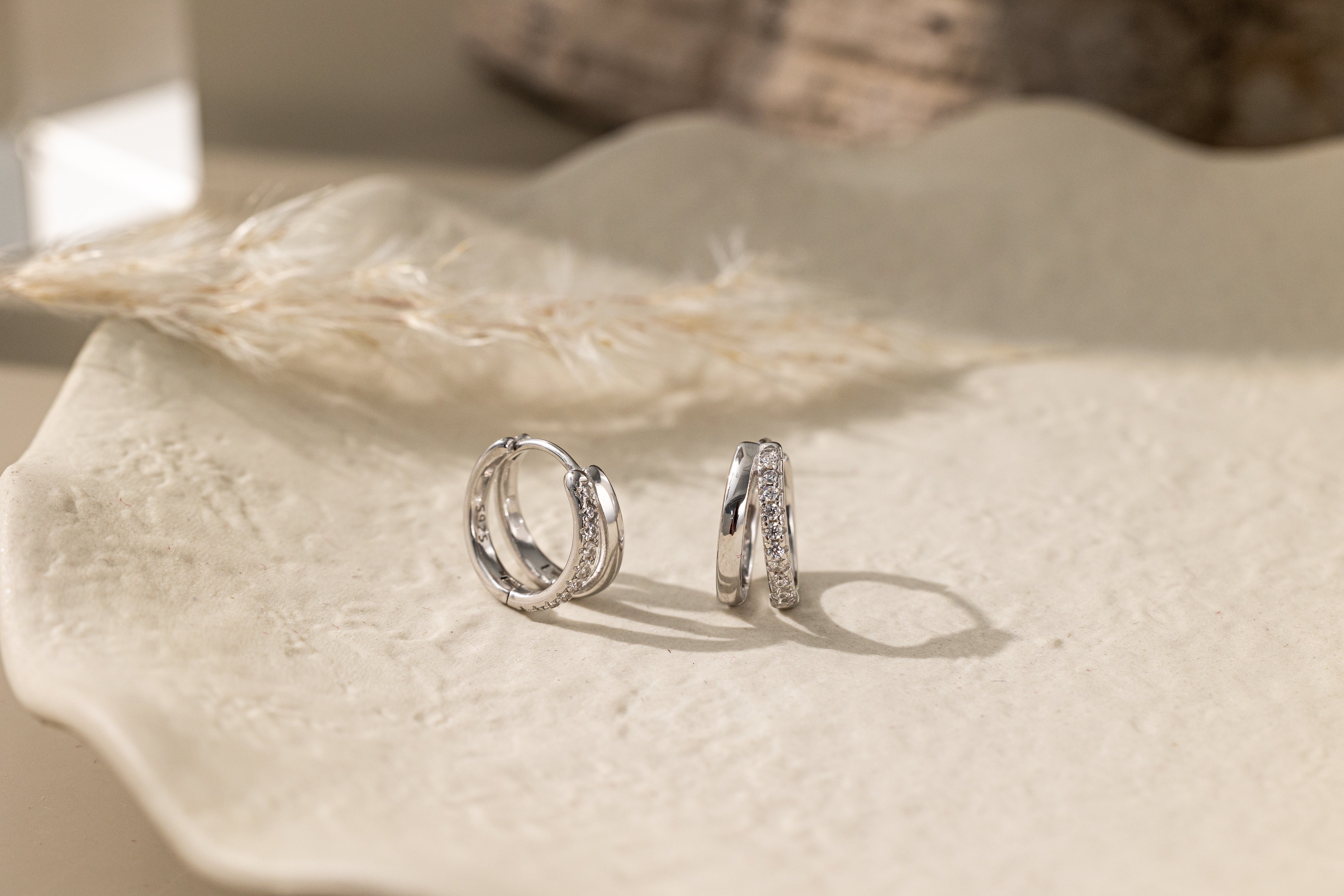 Duo-Layer CZ Hoops in silver