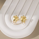 STMG Natural Pearl Daisy Stud Earrings