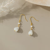 STMG Pearl Bluebell Flower Dangle Hook Earrings