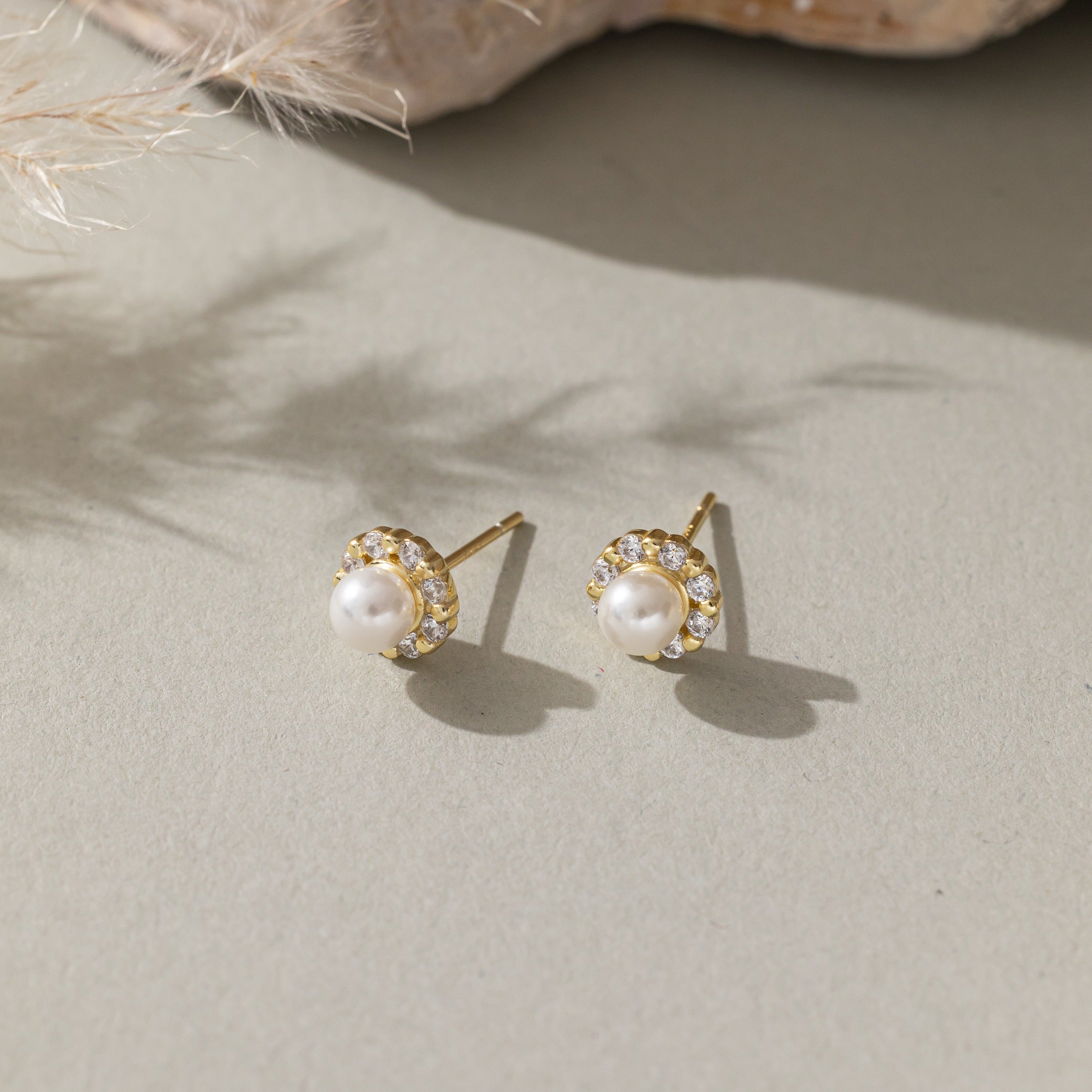 STMG Pearl Sunflower Stud Earrings