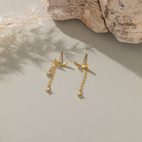 STMG Moon with Star Dangle Earrings in gold