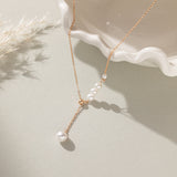 STMG Pearl Necklace in champagne gold