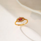 STMG Natural Garnet Adjustable Ring