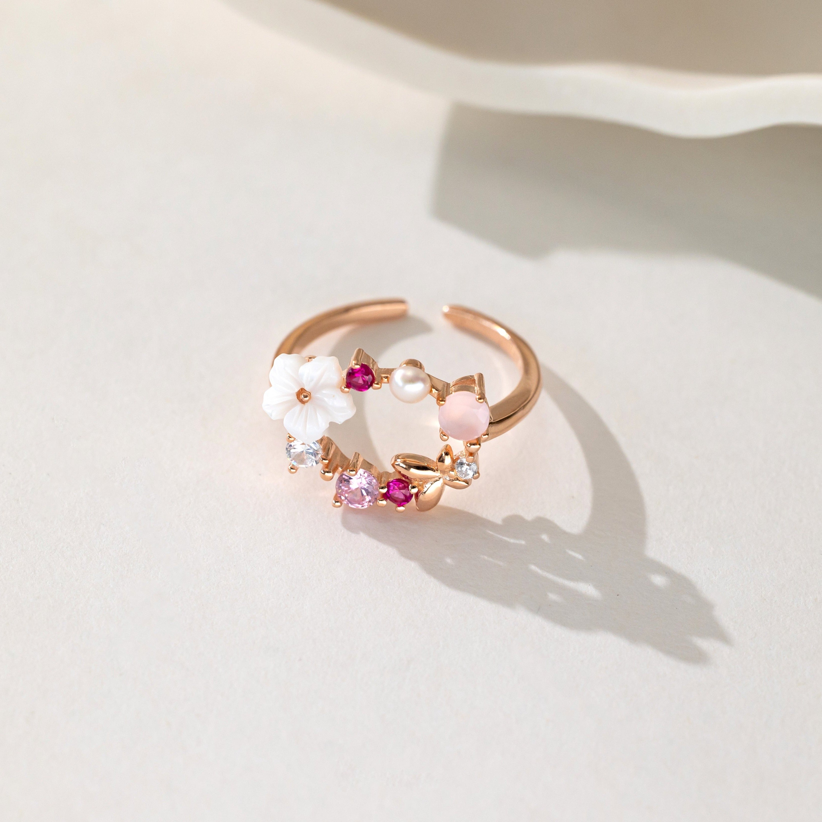 Flower Wreath Adjustable Ring