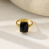 STMG Natural Black Agate Ring