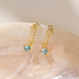 STMG Natural Blue Topaz Dangle Earrings 