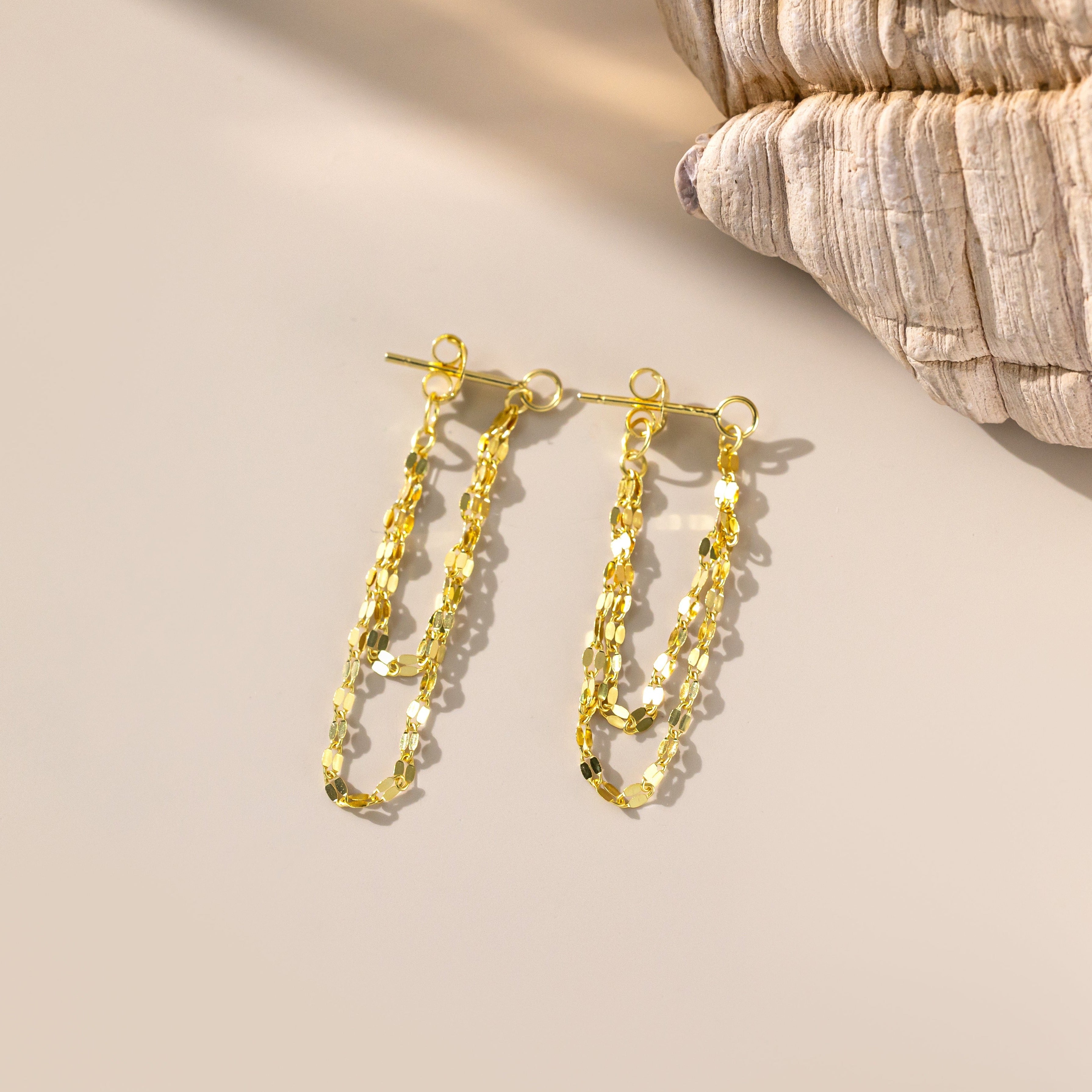 STMG Mirror Duo-chain Tassel Dangle Earrings 