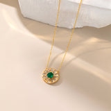 STMG Green Emerald Sun Disk Necklace