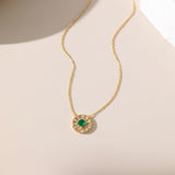 STMG Green Emerald Sun Disk Necklace