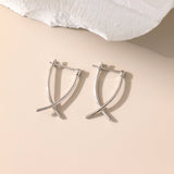 Geometric Cross Hoops in silver