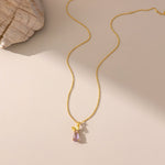 STMG Natural Amethyst Butterfly Necklace 