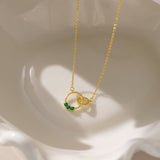 STMG Green Emerald Duo Circle Necklace 