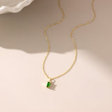 STMG Green Emerald Rectangle Necklace 