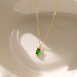 STMG Green Emerald Rectangle Necklace