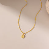 STMG Oval Plate Rose Necklace in gold