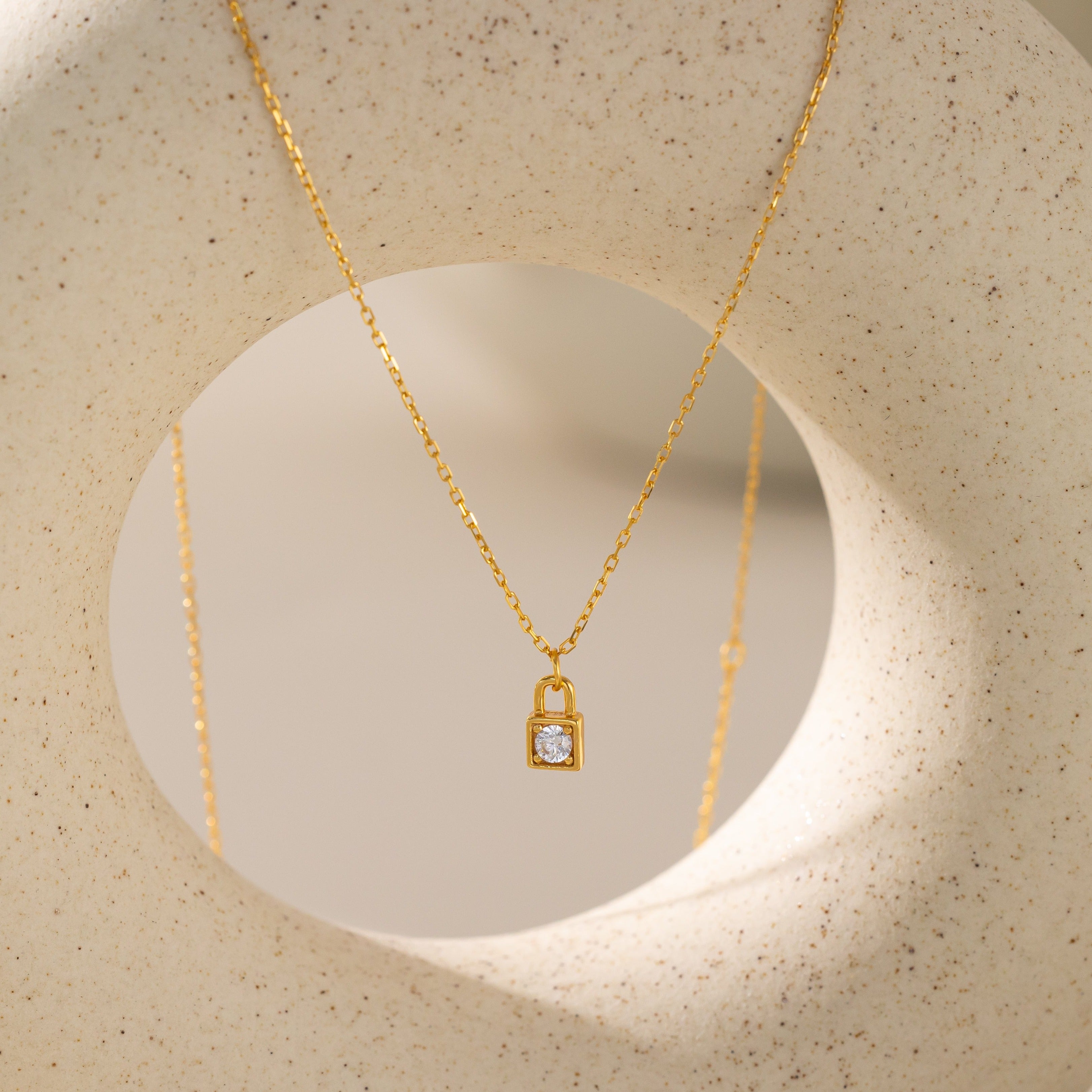 STMG Minimalist Padlock Necklace in gold