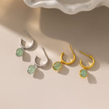 STMG Natural Aventurine Dangle Earrings in 2 colours