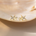 Duo-stars Stud Earrings in gold