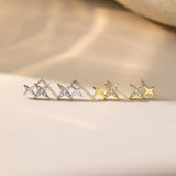 Duo-stars Stud Earrings in silver