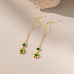 STMG Green Emerald Star Threader Earrings 