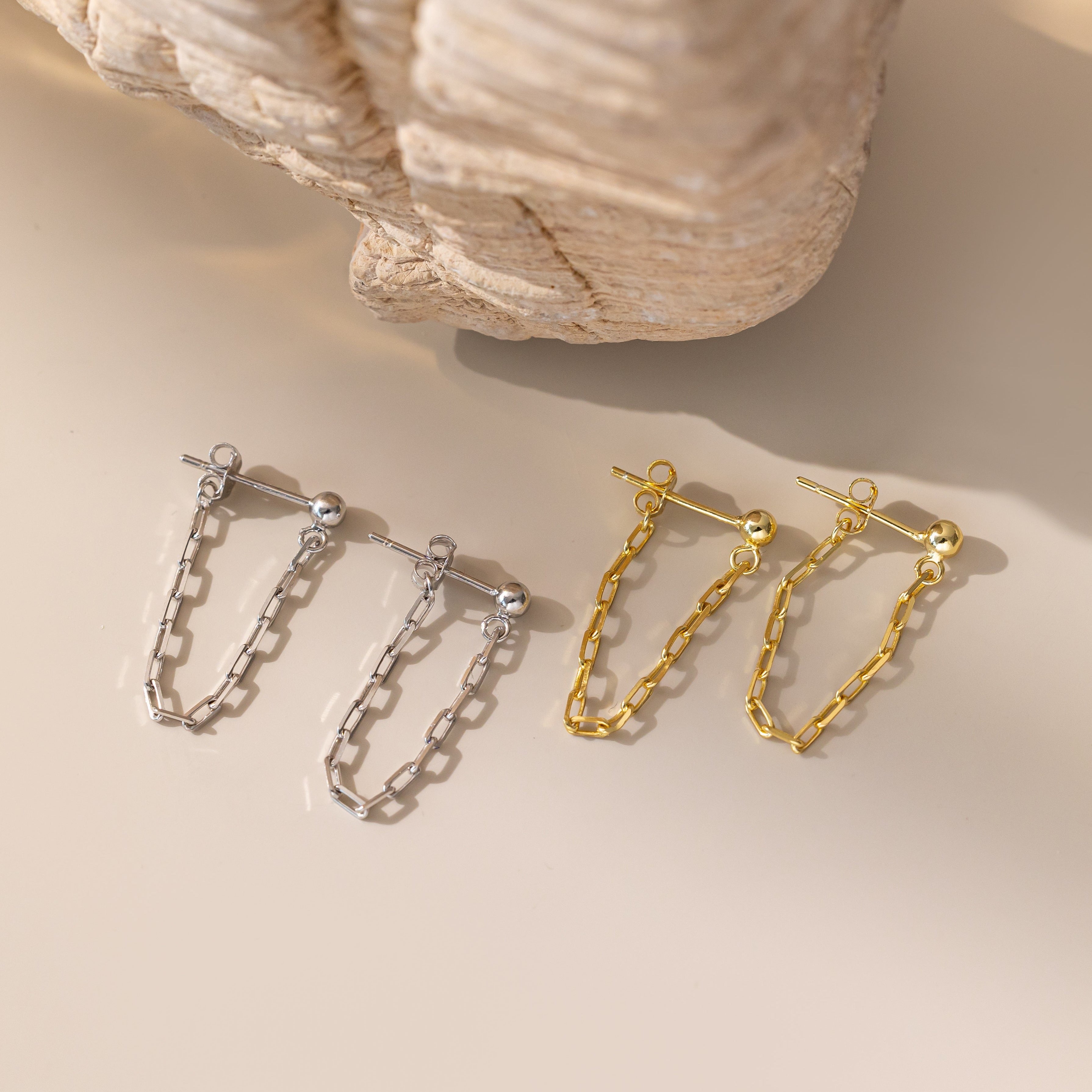 Cable Chain Dangle Earrings in 2 colours