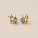 Boucles d'oreilles à tige topaze Starburst (S925)