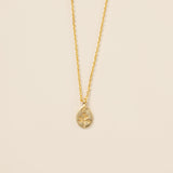 STMG Oval Plate Rose Necklace in gold