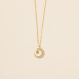 STMG Star on Crescent Moon Necklace in gold