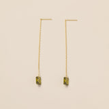 STMG Olive Green Dangle Threader Earrings