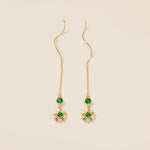 STMG Green Emerald Star Threader Earrings