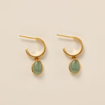 STMG Natural Aventurine Dangle Earrings in gold