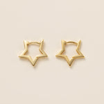 Geometric Star Hoops in gold