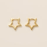 Geometric Star Hoops in gold