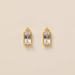 Emerald Cut Diamond Stud Earrings in gold