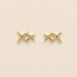 Duo-stars Stud Earrings in gold