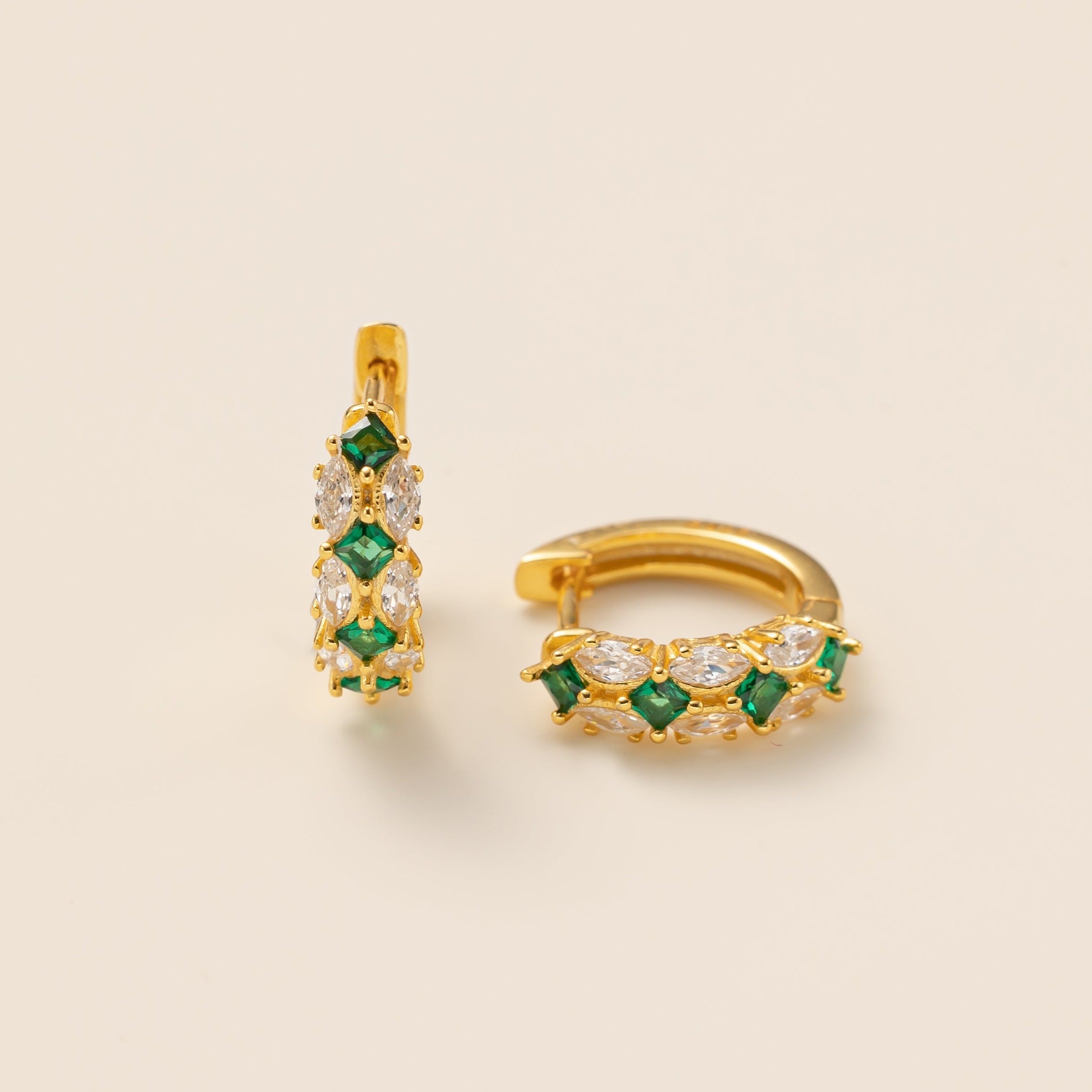 Emerald Green Hoops in gold