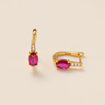 STMG Red Ruby Hoops in gold